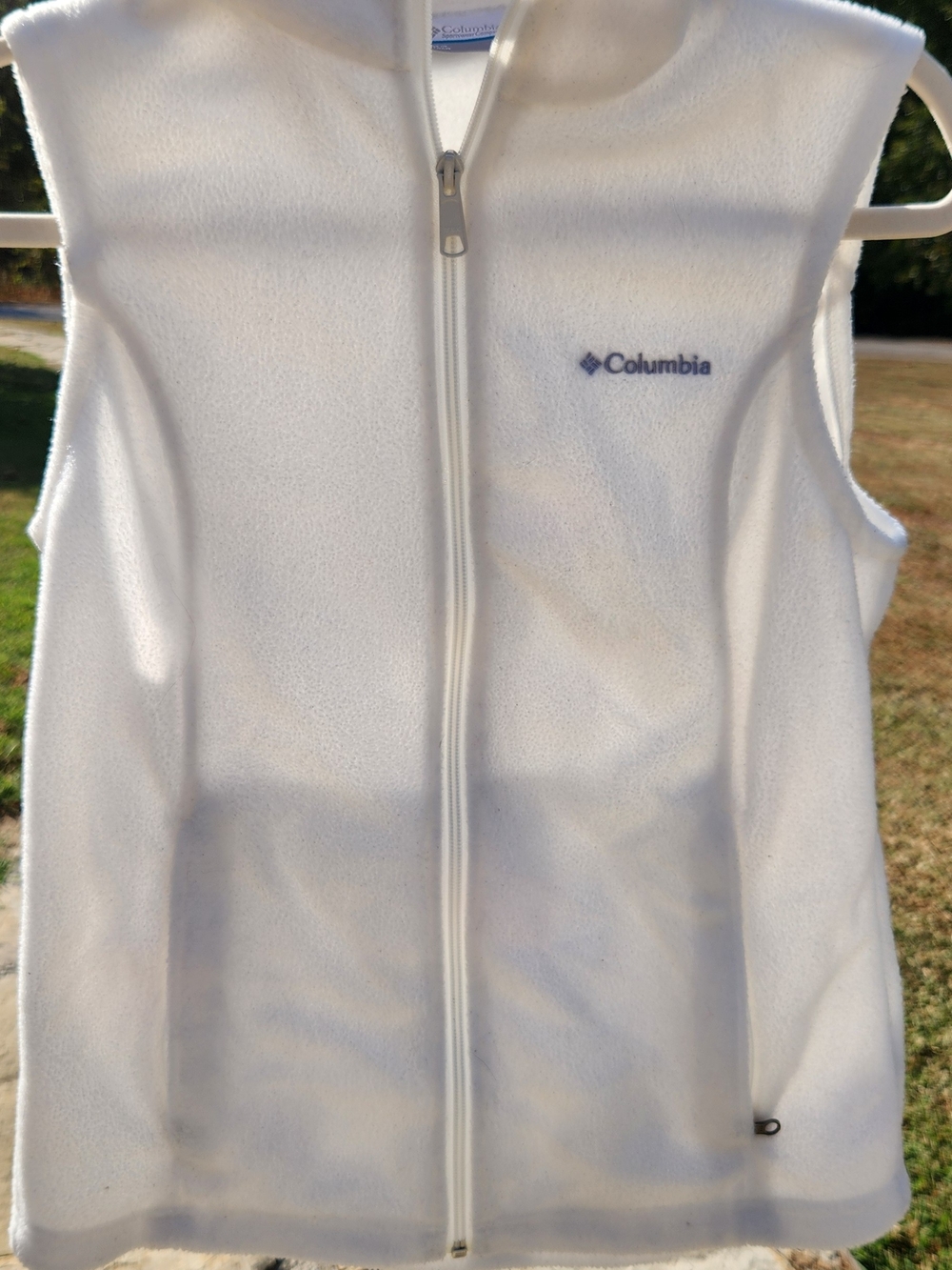 Columbia White Fleece Vest Gorpcore Activewear Full Zip Women's Size S